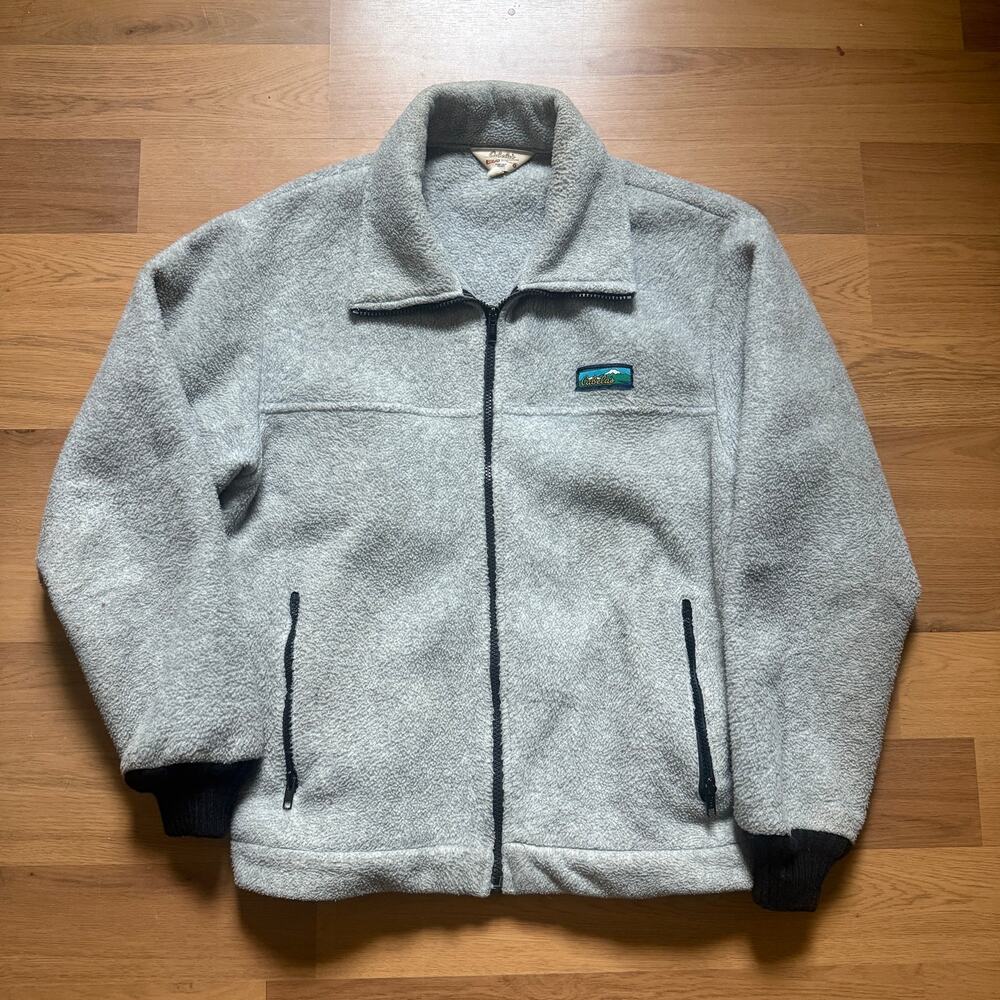 Men's Vintage 90's Cabela's Light Gray Fleece Full Zip Outdoor Jacket Sz Large